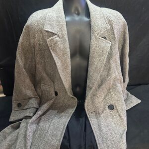 Gray Herringbone Double-Breasted Coat-Alfred Nipon size 14-#473
